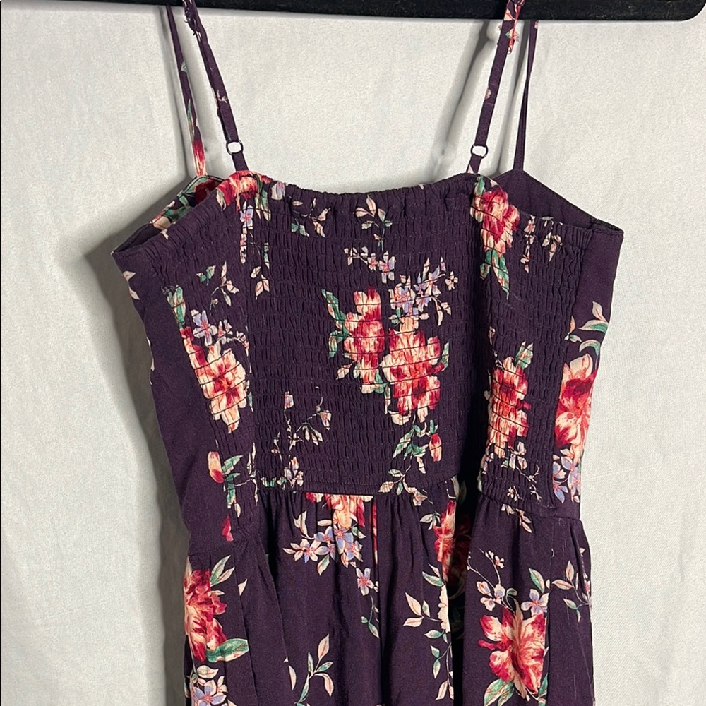 Xhilaration Purple and Red Floral Jumpsuit with Wide-Leg Design - Picture 5 of 8